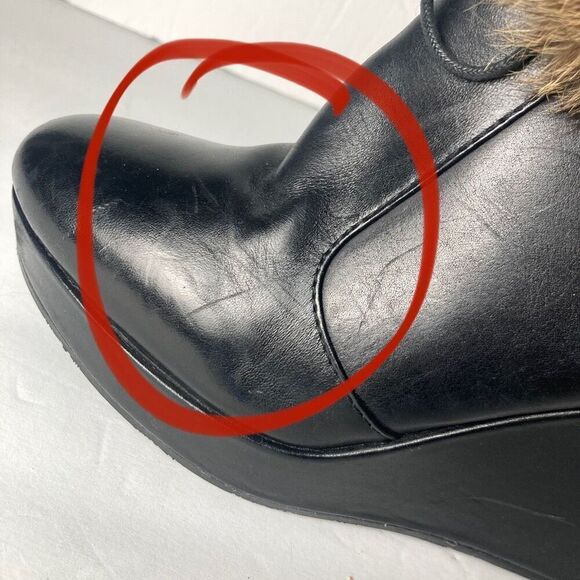 Rudsak Fur Trim Leather Wedge Heels EUR Size 39 US 8.5? - Picture 2 of 12